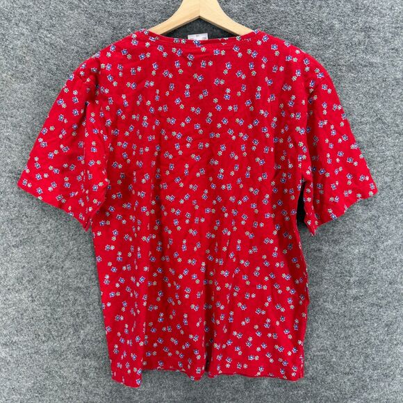 Northern Reflections T-Shirt Women L Large Red Floral Short Sleeve Crew Neck - Picture 2 of 7